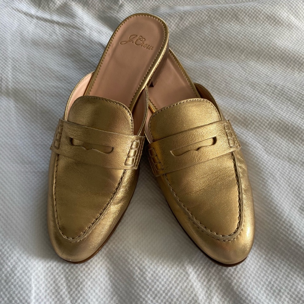 Gold J. Crew mules size 6